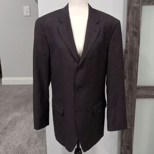 Material London Exclusively For Macy's wool blazer Navy brown & gray pinstripe.